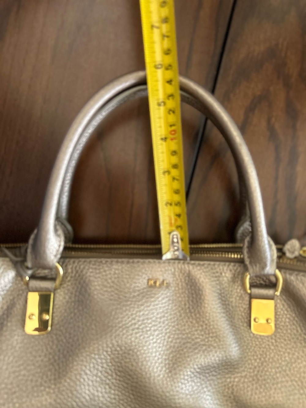 Lauren Ralph Lauren Metallic Pewter Pebbled Leather Satchel - Picture 16 of 16